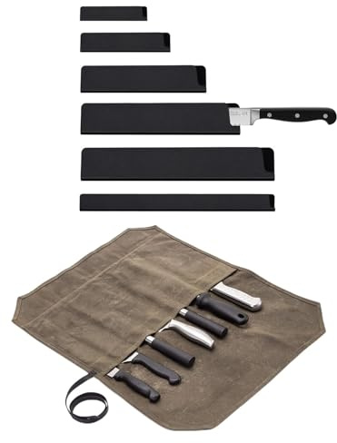 Qchengsan Chef Knife Roll Bag with Knife Edge Guards Set,Universal Knife Sheath Guard Blade Cover or Sleeves for Chef Traveling,Non-BPA,Gifts for Men Dad Father