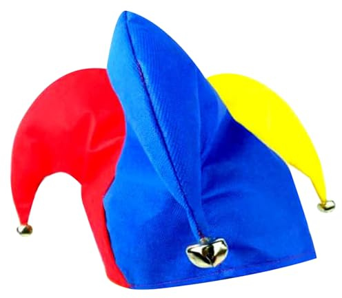 Grtheenumb Court Jester Hat, Funny Harlequin Clown Hat with Bells, Uniform Size, Court Jester Costume Accessory for Festival Party Hats