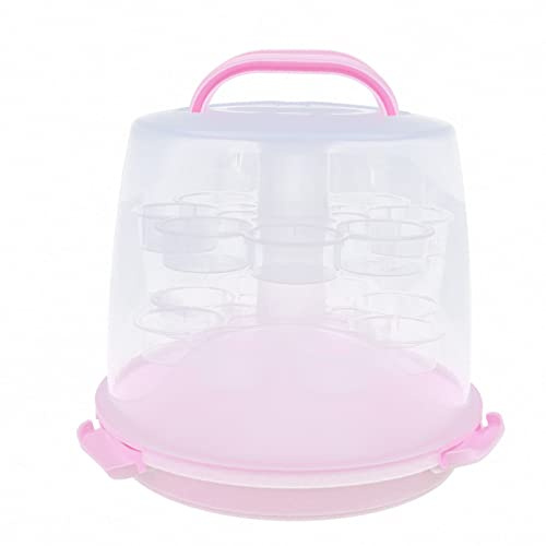 Deurqund 3 Tier Cupcake Carrier with Handle, 24 Muffin Stackable Cake Caddy, Bake Cake Holder Box with Lid & Secure Latches, for Party, Birthday, Wedding, Picnic