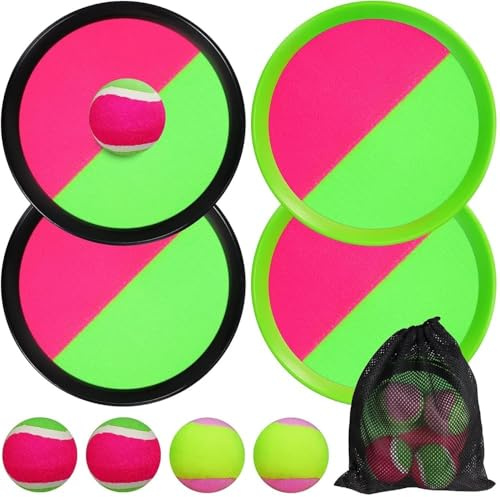 JoiTale Klettballspiel, Outdoor Spiele für Kinder Wurfspiel, Outdoor Pool Spielzeug Gartenspielzeug, Wurf- und Fangspiel Ballspiel, Draußen Fangballspiel, Klettballspiel für Kinder ab 3 4 5 6