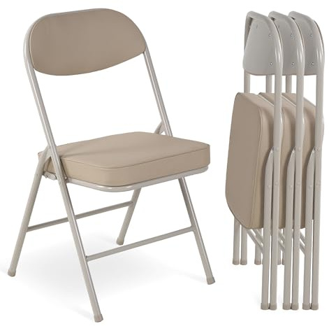 Villeston Klappstuhl mit Polster, Klappstühle 4er, Beige