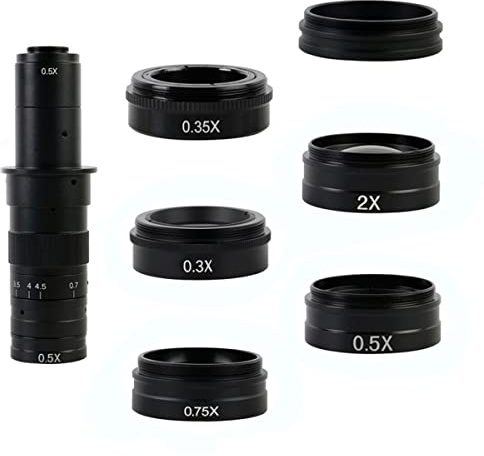 Lab Microscope Accessories 0.75X 0.5X 2.0X 0.35X 1X Barlow Auxiliary Objective Glass Lens for 180X 300X Zoom Monocular C Mount Lens Video Microscope Camera (0.3X)