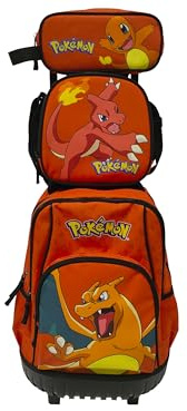 CYP BRAND Set Trolley Compact, Scolaire, Voyage, 3 pièces, boîte à Lunch, Couleur Orange, Produit Officiel