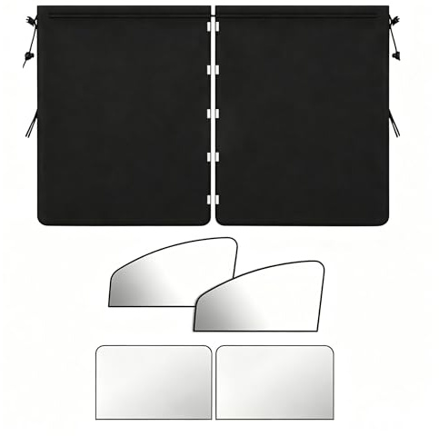 Lot de 5 rideaux intérieurs de voiture - Protection solaire magnétique - Rideau de séparation amovible - Occultant - Protection visuelle fiable - Montage facile pour la plupart des voitures (noir et