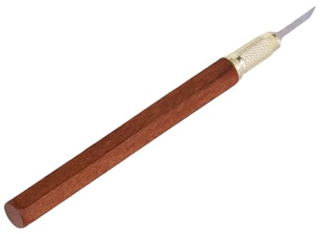 SEAFRONT Taglierina per Hobby Artigianale, Lame in Acciaio Al Carbonio SK5 con Manico Ergonomico in Ottone Palissandro per Incisioni su Carta in Pelle e Intaglio del Legno