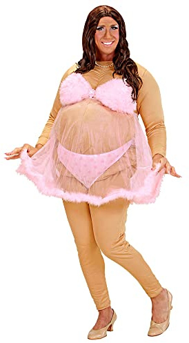 W WIDMANN MILANO Party Fashion - Dicke Stripteasetänzerin Kostüm | Mit gepolstertem Kostüm, Babydoll & Slip, humorvolles Partykostüm für Karneval & Mottoparty