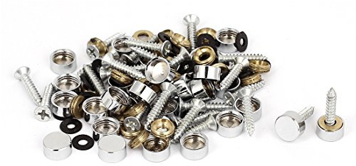 uxcell Wardrobe 10mm Dia Round Cap Decor Glass Mirror Screw Nails 40pcs