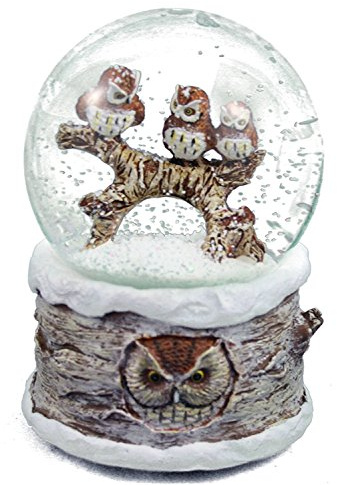 Roman, Schneekugel mit Musik, 100 mm, Eulen im Winterschnee.