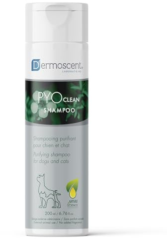 PYOclean Shampoo pour Chiens & Chats | Shampooing Purifiant sans Savon | Soin Naturel pour Peaux Sensibles | Hydrate & Équilibre la Flore Cutanée | 200 ML | Dermoscent
