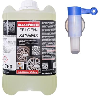 5 Litro cleanprince Limpiador Ruedas Listo 5000ML Llantas de Aluminio Polvo Freno Acero Tapacubos Cuidado Intensivo Coche Taller Lavado Borde Limpieza Autpaufbereitung Vehículo Cubierta la Limpiar