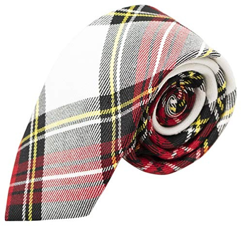 King & Priory Blanc et Rouge Traditionnel Tartan Cravate