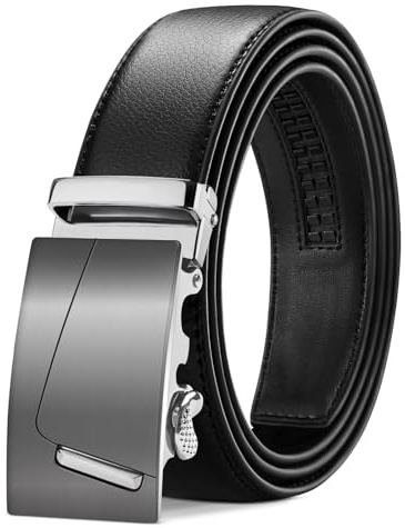 TANGCHAO Gürtel Herren,Ledergürtel Ratsche Automatikschließe für Herren Business Anzug Jeans, 35mm Gürtel,Größe Einstellbar