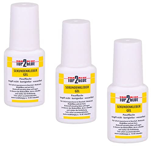 NailGlue Pro Nagelkleber 10g Pinselflasche | extra starker Sekundenkleber Gel für Nageltips, Gel Nägel, Press On Nails, Fingernägel zum Aufkleben | TOP2Glue Profi Nail Glue für Kunstnägel (3 Flaschen)