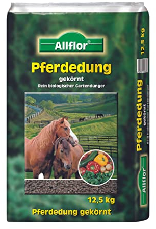 Allflor Pferdedung gekörnt 1 x 12,5 kg im Beutel - Pferdemist als Dünger - rein biologisch-organischer Universaldünger - Pferdedünger - Für alle Garten-, Obst- & Gemüsepflanzenn