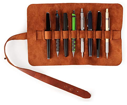 Londo Echtleder Stifterolle, Federmäppchen - Elegante Roll-up Stifterolle, Bleistift Wrap, Mäppchen, Stift Organizer, Bleistiftkasten