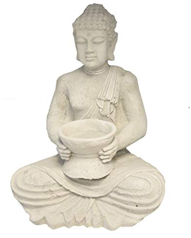 Hogar y Mas Buda Decorativo Grande Porta-Velas, Accesorios Incluidos. Decoración Zen/Jardín 42x30x24 cm