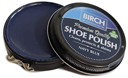 Charles Birch Premium Quality Shoe Polish 50ml, High Pigment, Cleans Protects Shines inc Carnauba Wax, Lever Open Tin (Navy Blue)