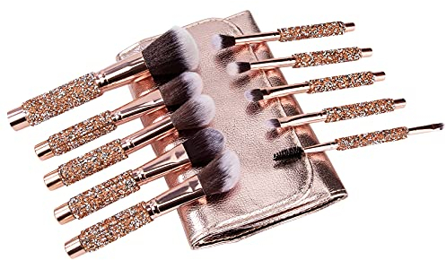 Pinceaux Maquillage Professionnel Pinceau de Maquillage Incrusté de Diamants Brosses à Cosmétiques pour Fond de Teint, Crème en Poudre, Fard à Joues, Ombre à Paupières, 10 Pièces