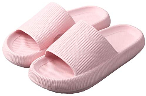 Herren Damen Badeschuhe Badeschlappen Slippers Sommer Streifen Cloudyzz Schlappen Hausschuhe Home Slippers rutschfeste Pantoletten Badelatschen Strand Sandale Rosa 36/37
