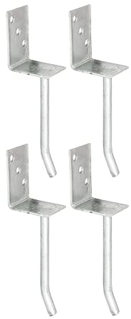 Alberts 215019 Ancre de poteau en L | avec ancrage béton en acier rond | galvanisée à chaud | largeur 80 mm | longueur de l'acier strié 200 mm | Set de 4 pièces