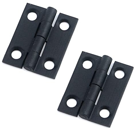 MY MIRONEY 2 Stück Mini-Scharniere aus massivem Messing, schwarz, faltbares Stoßscharnier, 2,5 cm, kleine Scharniere, Türscharniere mit Schrauben für kleine Geschenkbox, Schmucktruhe, Holzbox