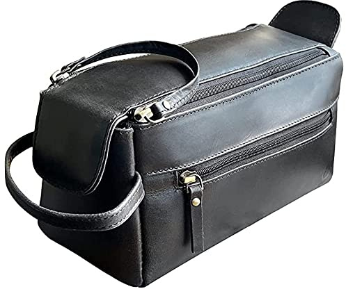 Beauty case in pelle da uomo, borsa da viaggio per articoli da toeletta, kit da barba, organizer per articoli da toeletta, borsa per trucchi in pelle da donna