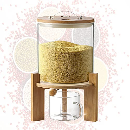 Müslispender Glas Reisspender mit 500ml Messbecher aus Glas Siegel Cerealien-Lebensmittelspender für Küchenarbeitsplatten auf Partys(Size:7.5L)