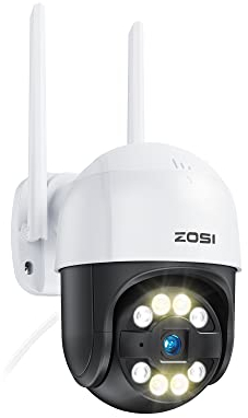 ZOSI 2K WiFi Camera Outdoor, 360° Pan/Tilt Home Security CCTV Camera, Color Night Vision, Person Vehicle Detection, Auto Tracking, Light Siren, 2-Way Audio, Alexa, Cloud & Local Storage, C289
