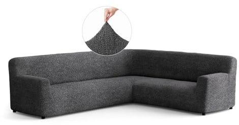 PAULATO - Sofabezug Ecksofa-Husse aus einfarbiger Mikrofaser, kratzfestes und maschinenwaschbares Gewebe, Made in Italy - Anthrazit