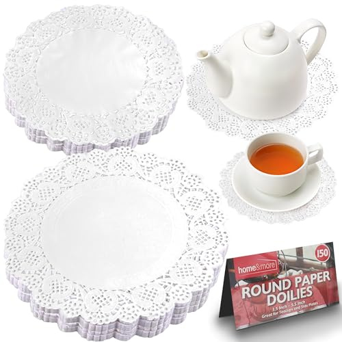 SOL 300pk Round Paper Doilies 5.5 & 3.5 - White Lace Doilies for Cakes, Plates & Table Decor, Elegant Doileys for Parties, Weddings, Afternoon Tea & Buffets, Perfect for Baking & Special Occasions