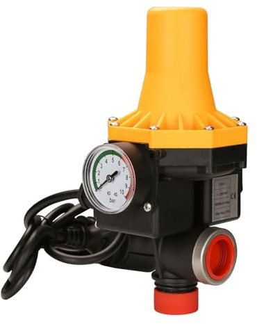 Sonnewelt Pumpensteuerung Druckwächter 1100W 150L/h, Druckschalter für Wasser, 10 Bar mit Kabel, IP65 Druckschalter für Hauswasserwerk, überwacht den Wasserdurchfluss (1.5-3 Bar）