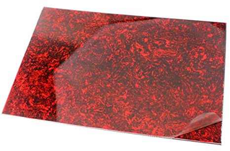 44x29cm Schlagbrettrohling für Akustikgitarren, 3-lagig | Acryl Pvc, Rot mit Schutzfolie, Hitze und Verschleißfest, für Gitarre und Bass, Xd14