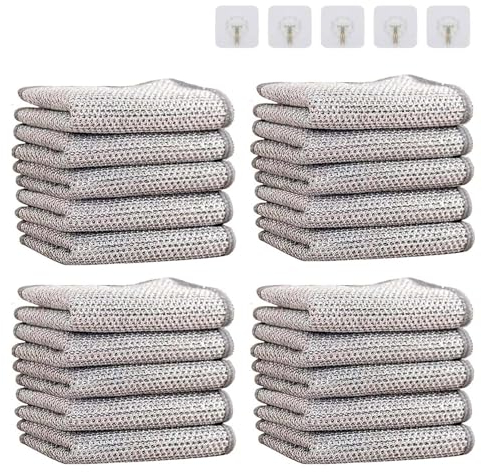 10Pcs Mehrzweck-Drahtgeschirrtücher für Nass und Trocken, Draht Geschirrtuch, Drahtspültücher, Nicht Kratz Draht Spültuch, Drahtgeschirrspüllappen, Dickes Doppellagiges (20)