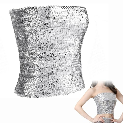 Top Metallizzato Da Donna, Gonna Glitter Argento, Vestito Glitterato, Senza Maniche, Glitter, Abiti Da Club, Costume Di Danza Del Ventre Per Costumi In Maschera, Feste Di Carnevale, Festival