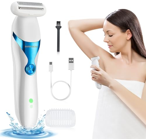 BarberBoss Electric lady shavers for women, electric razor for women, womens electric shavers, womens shaver, ladies shavers, bikini trimmer women, trimmer for women, White
