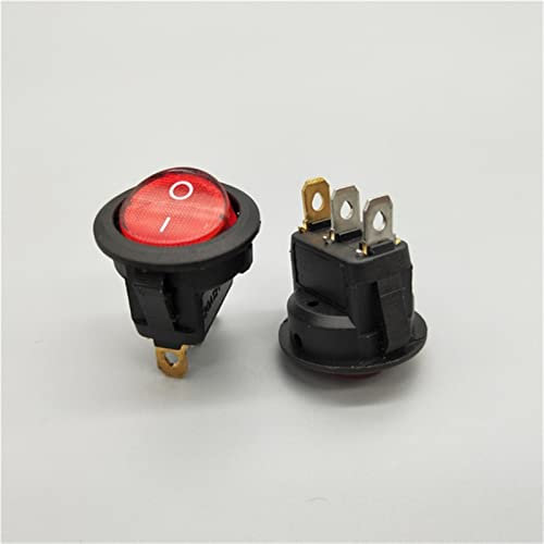 BIQSYVTM Interrupteur à Bascule 20mm KCD1 Interrupteur LED 20A 12V Interrupteur d'alimentation lumière Bouton de Voiture Allume/éteint 3pin Interrupteur à Bascule Rond (Color : Rosso, Size : 220V)