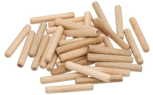 PATIKIL 1/3 Holzdübel, 200 Stück M8x50mm Holzdübel Hartholzstifte | gerilltem Schlitz für Handwerk, Möbel, Türen, Kunst