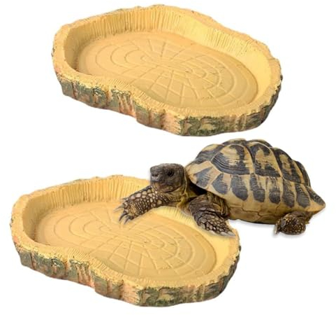 lohill 2 Stück Wasserschale Terrarium, Schildkröten Wasserschale, Reptilien Wasserschale, Schildkröten Zubehör, Terrarium Trinkschale, Wassernapf, Schale,Zubehör für Schlange, Schildkröte, Gecko