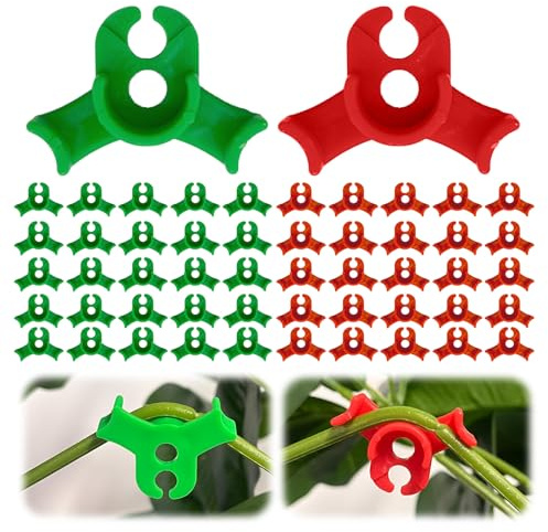 YEJAHY 50 Stück Pflanzenbieger, Plant Training Biege Clips, 90-Grad-Pflanzenbieger, für Biegen von Pflanzenstämmen und Ändern der Wuchsrichtung (Rot+Grün)
