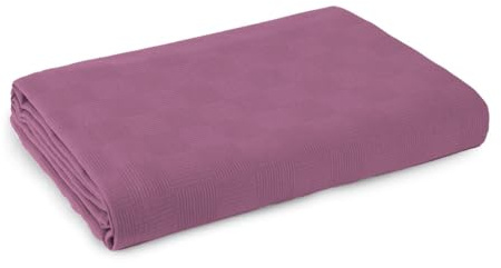 Copriletto leggero Happy in Piquet di Puro cotone, Tinta unita, Ideale per primavera e estate, Copri letto Pratico confortevole e traspirante Matrimoniale 260x260 cm MALVA