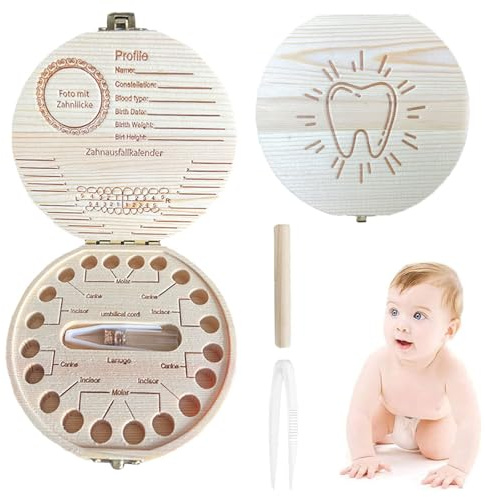 Caja de Dientes de Madera,Caja de Dientes para Dientes de Leche,Caja de Almacenamiento para Dientes de Bebe,Caja de Dientes para Niños,Bebé Dientes Caja,Caja de Madera para Guardar Dientes - Diente