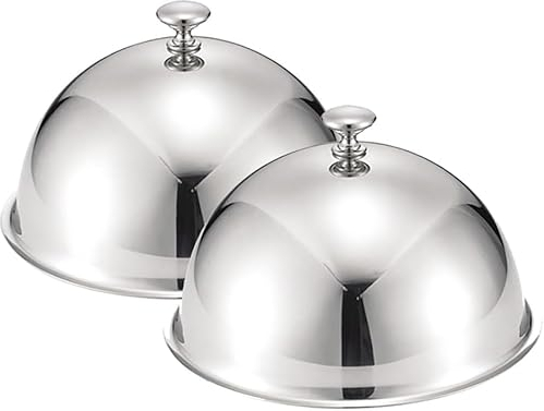 Cúpula para derretir Queso 2 Piezas Campana de Restaurante de acero Inoxidable Plato para Servir Cubierta para Alimentos Cubiertas para Platos en Forma de cúpula para Mantener la Comida Cali
