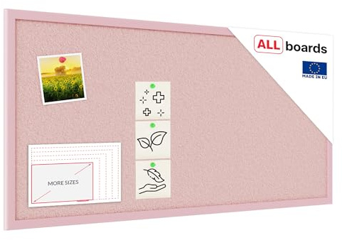 ALLboards Pinnwand mit Pink Holz Rahmen 80x40cm Korktafel Korkwand Pinnwand Kork