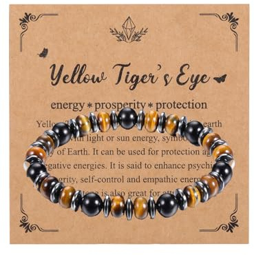 Zysta Perlenarmband Herren Damen Edelsteine Armband Stretch Tigerauge Obsidian Naturstein Armkette Kugelarmband Glückbringen Geschenk