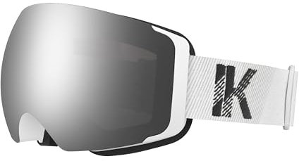 Innerking® Magnetic Ski Goggles, Interchangeable Lens Snow Goggles SGS Approved, OTG Anti Fog Snowboarding Goggles for Women Men Adult Youth - White Frame Silver 10%