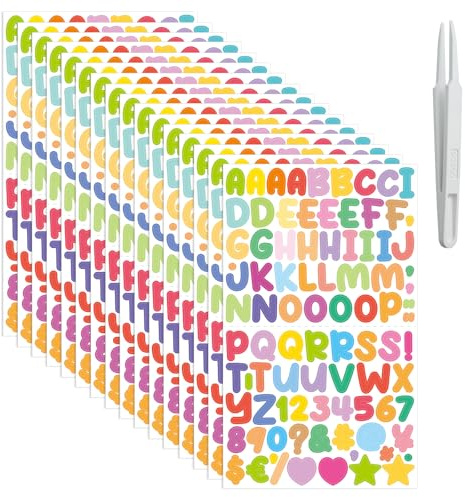 30 Blätter Selbstklebende Buchstaben Vinyl Klebebuchstaben Wetterfest Alphabet Aufkleber Nummern Mit 1 Stück Pinzette Für DIY Scrapbook Grußkarte-2