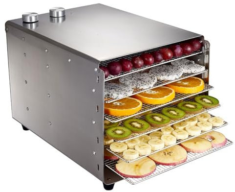 FEVKFTXF essiccatore Intelligente per Alimenti in Acciaio Inossidabile 304, per Frutta per la Famiglia, Verdura, disidratatore di Carne di Animali Domestici,Metallico