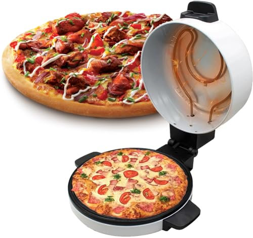 Electric 12-Inch Pizza Oven for Home - Make Delicious Pizzas in 6 Minutes This oven is portable with a non-stick heating plate, suitable for various foods like nachos and omelettes