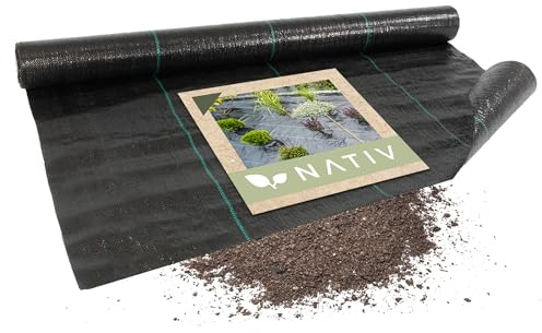 Lemodo Unkrautvlies 100g/m² – Gartenvlies schwarz mit UV-Schutz, Unkrautfolie mit grüner Markierung, individuell zuschneidbares Unkrautgewebe, reißfest und wasserdurchlässig (25m)