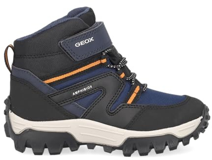 Geox J Himalaya Boy B ABX Bottines à la Cheville, Bleu Marine/Orange, 25 EU